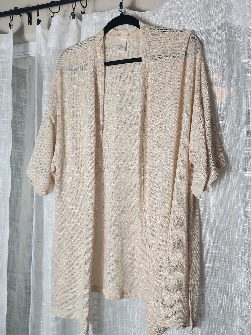Cuddl Duds Lightweight Open-Front Beige Knit Cardigan